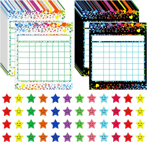 80 Pack Reward Chart for Kids, Incentive Chart Behavior Chart for Kids at Home, 2 Designs with 2160 Star Sticker, Kids Chore Chart, Sticker Chart for Kids Behavior