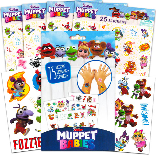 Disney Muppet Babies Stickers and Tattoos Party Supplies Pack ~ 100 Stickers and 75 Temporary Tattoos Featuring Kermit, Fozzie, Miss Piggy and More (Muppet Babies Toys)