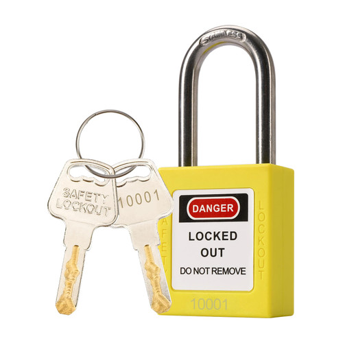 1Yellow Lockout Tagout Safety Padlock with Different Keys