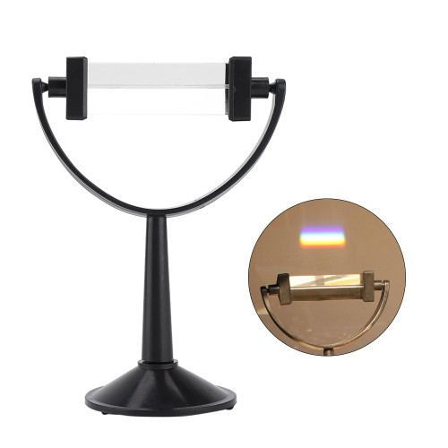 Optical Glass Triangular Prism for Physics Light Spectrum Teaching - Durable and Precise Prism with Stand, Ideal for Science Experiments and Education
