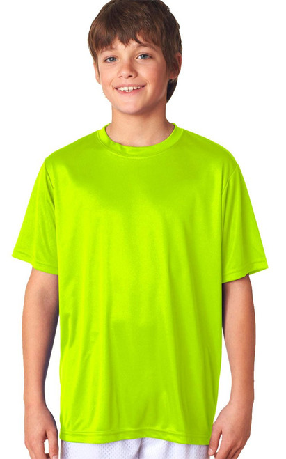 Youth Cooling Performance Crew Neck Interlock T-Shirt, Sfty Yellow, Medium