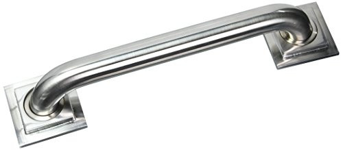 Jaclo 2712-SC Grab Bar with Contemporary Square/Diamond Flange, Satin Chrome, 12"