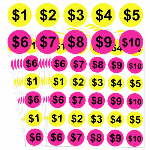 600 Pcs Yard Garage Sale Price Stickers 1 Inch Flea Market Pre-Printed Pricing Stickers - Dollar Preprinted Price Tags Labels Prepriced Pricing Garage Sales Stickers for Yard Garage Fle Market Sale