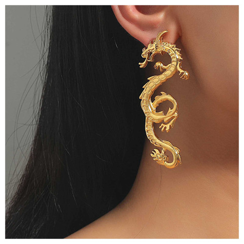Vintage Dragon Drop Earrings Ancient Dragon Dangle Earrings Punk Exaggerated Dragon Earrings Gold Animal Stud Earrings Jewelry for Women and Girls (Gold) Vintage Dragon Drop Earrings Ancient Dragon Dangle Earrings Punk Exaggerated Dragon Earrings Gold Animal Stud Earrings Jewelry for Women and Girls (Gold)
