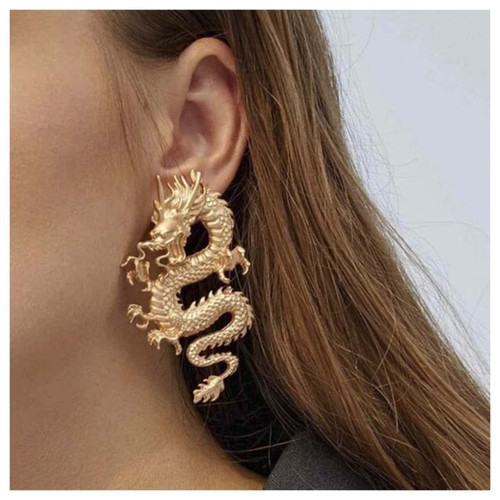 Punk Dragon Stud Earrings Gold Exaggerated Dragon Earrings Animal Totem Earrings Retro Dragon Drop Earrings Jewelry for Women and Girls Punk Dragon Stud Earrings Gold Exaggerated Dragon Earrings Animal Totem Earrings Retro Dragon Drop Earrings Jewelry for Women and Girls