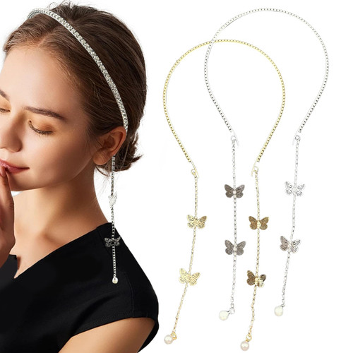 2PCS Butterfly Rhinestone Headbands Elegant Shiny Crystal Tassel Butterfly Headpiece Head Chain Vintage Wedding Fairy Crystal Headpiece for Birthday Party for Women and Girls 2PCS Butterfly Rhinestone Headbands Elegant Shiny Crystal Tassel Butterfly Headpiece Head Chain Vintage Wedding Fairy Crystal Headpiece for Birthday Party for Women and Girls