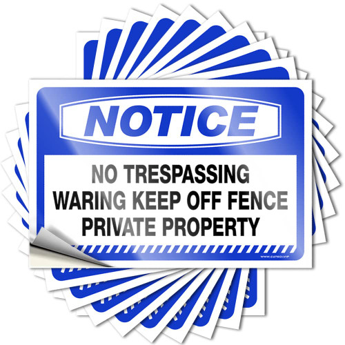 Car Decals Notice No Trespassing Warning Keep Off Fence Private Property Stickers 10 Pcs Decor for Man Cave Little Man Cave Sign (Size : 8X12CM)