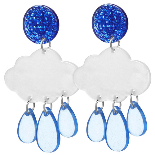 1 Pair Cloud Earrings, Raindrops Dangle Earrings Acrylic Pendant Ear Jewelry Creative Ear Drop for Women Girls Favors Gifts