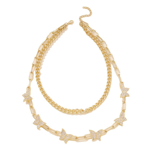 Gold Miami Cuban Chain Choker for Women and Girls Dainty Paperclip Link Chain Necklace with Butterflies Pendant Bling Bling Gold Rhinestones Necklace Shinny Crystal Double Layered Choker Gold Miami Cuban Chain Choker for Women and Girls Dainty Paperclip Link Chain Necklace with Butterflies Pendant Bling Bling Gold Rhinestones Necklace Shinny Crystal Double Layered Choker