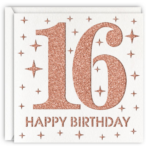 Rose Gold 16th Birthday Card, Laser Cut Glitter Girl Age 16 Birthday Gift For Daughter, Granddaughter Rose Gold 16th Birthday Card, Laser Cut Glitter Girl Age 16 Birthday Gift For Daughter, Granddaughter