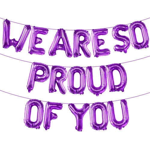 , We Are So Proud of You Balloons - 16 Inch | Graduation Balloons Banner for Purple Congratulations Decorations | 2024 Graduation Party Decorations, Purple Graduation Decorations Class of 2024