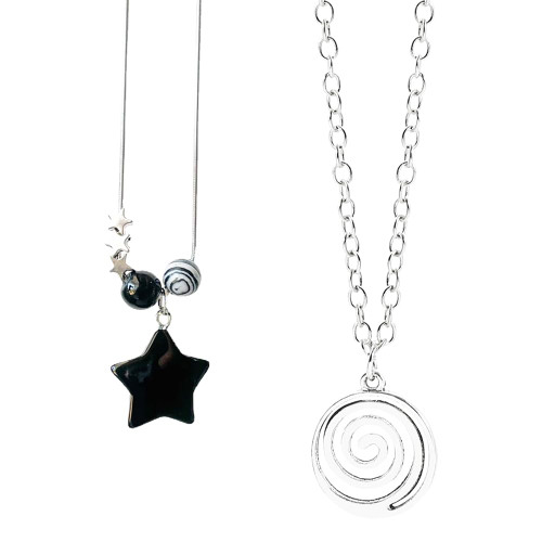 2 Pcs Y2k Accessories Y2k Star Necklace Swirl Necklace Grunge Necklace Y2k Necklaces for Women Gothic Necklace Grunge Jewelry Aesthetic Accessories Y2k Jewelry for Women Men (Color 2)