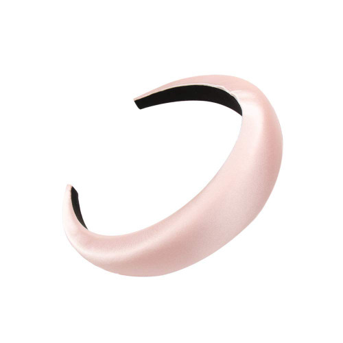 Satin Padded Headbands for Women Solid Plastic Thick Hair Hoop Girls Sponge Non-slip Hairbands Hair Accessories (Pink)