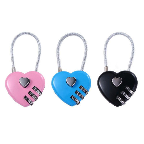 Password Lock 3PCS Heart Shape Padlocks 3 Dial Digit Password Lock Luggage Password Padlock Gym Drawer Lock Suitcase Travel Combination Padlock