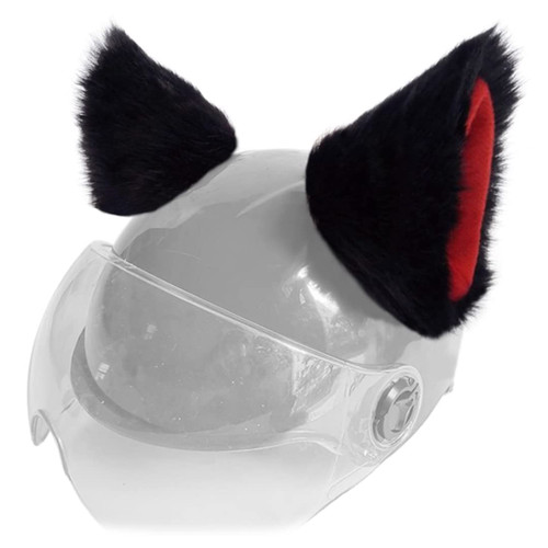 1 Pair Plush Cat Ears for Helmet Motorcycle Bike Helmet Ears Helmet Ears Covers for Snowboarding Skiing Cycling Cosplay Black Red