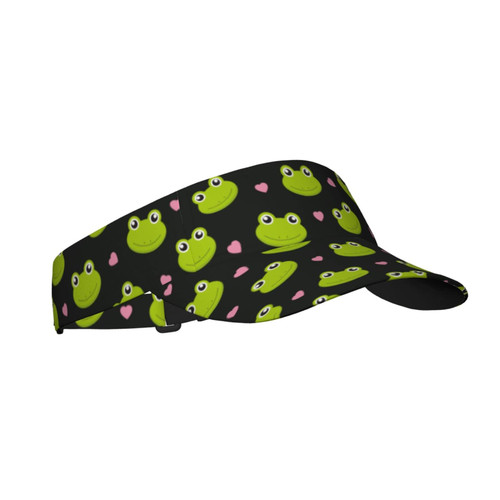 Cute Love Frog Sunscreen Visor Hats for Women & Men, Sport Empty Top Baseball Sun Cap, Tennis Visor, Golf Visor Black