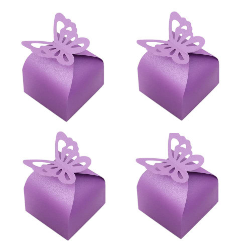 50PCS Small purple Butterfly Favor Boxes Girl Baby Shower Candy Box Small Butterfly Gift Boxes Party Favors for Wedding Birthday