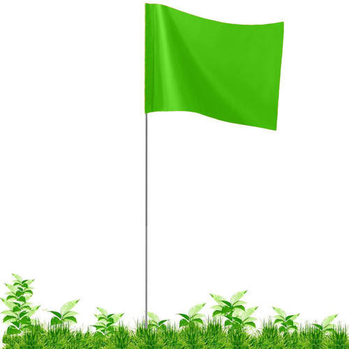 Green Marker Flags, 100 Pack Construction Marking Flags,4x5x16 Inch, Yard Flags Marker, Lawn Flags, Invisible Fence, Survey Flags, Landscape Flags, Stake Flags, Boundary Flags Dog Training