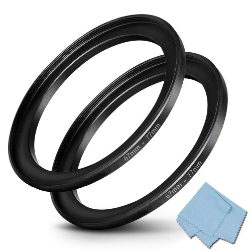 67mm-77mm Step Up Ring 67mm Lens to 77mm Filter (2 Pack), Camera Lens Filter Adapter Ring Lens Converter Accessories