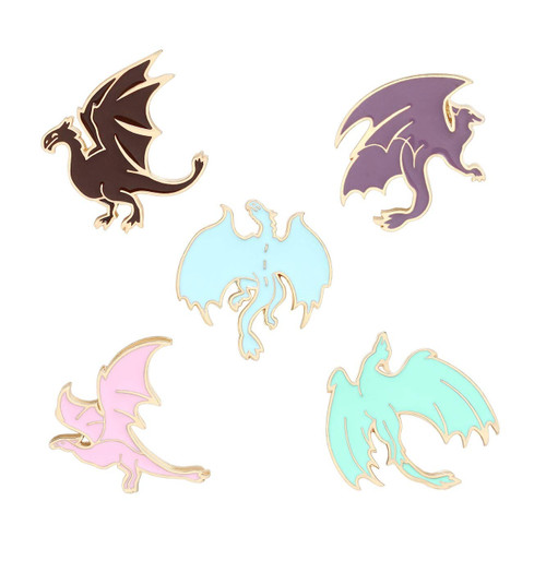 Cute Enamel Pin Set Lapel Pins Brooches Cartoon Brooch Badge Pins for Clothes Bags Backpack for Women (Dragon Set)