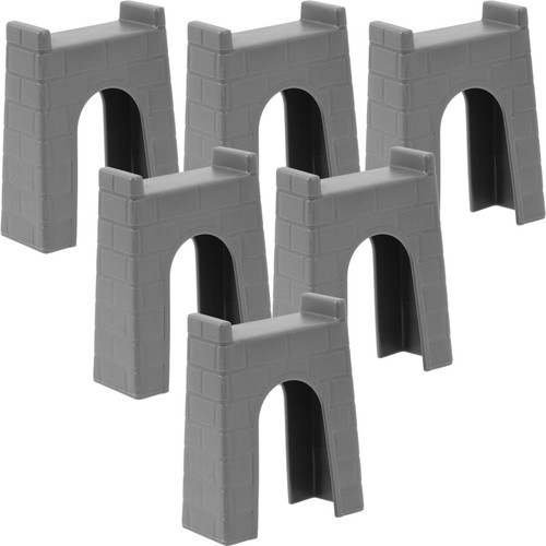 Pretend Train Bridge Pier, 6pcs Wooden Train Track Accessories Train Bridge Pier Track Railway Accessories Multi Level Support Risers High Level Blocks for Wooden Toy Train