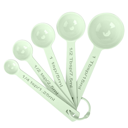 Stainless Steel Measuring Spoons Set of 5, Metal Measuring Cups and Spoons Set for Liquid/Food/Kitchen/Baking (Green)