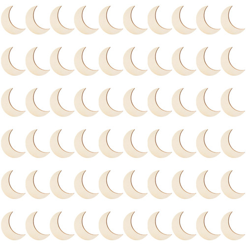 50PCS Unfinished Moon Wood Slices Blank Wooden Moon Shaped Embellishments Wood Ornaments for Painting DIY Crafts and Home Decoration