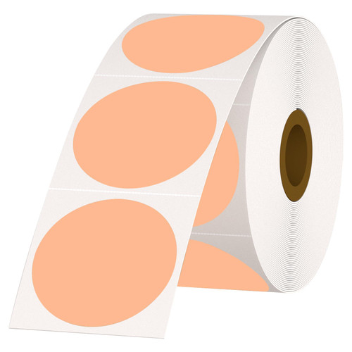 2 Inch Round Thermal Labels Peach Direct Thermal Labels All-Purpose Thermal Printer Labels for Custom Logo Stickers, Barcode Labels, QR Code Labels and Small Business