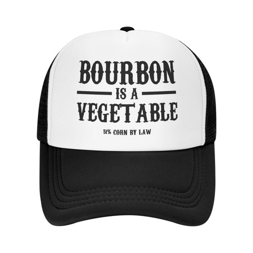 Bourbon is A Vegetable 51% Corn by Law Funny Mesh Hat Baseball Cap Golf Sun Cap Dad Hats Adjustable for Men Women Black