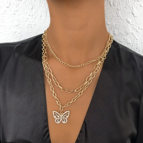 Wekicici Butterfly Layered Necklace Cuban Chain Multilayer Necklace Dainty Cable Chain Necklace Butterfly Pendant Necklaces Long Necklace for Women Girls(Silver) Wekicici Butterfly Layered Necklace Cuban Chain Multilayer Necklace Dainty Cable Chain Necklace Butterfly Pendant Necklaces Long Necklace for Women Girls(Silver)