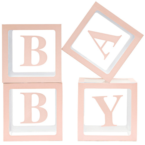 Baby Boxes with Letters for Baby Shower Pink Clear Block Box Transparent Balloon Boxes Birthday Party Decoration Gender Reveal Gift Box Baby Boxes with Letters for Baby Shower Pink Clear Block Box Transparent Balloon Boxes Birthday Party Decoration Gender Reveal Gift Box