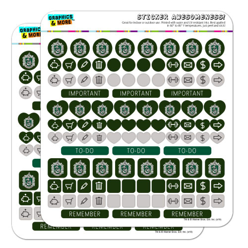 Harry Potter Slytherin Painted Crest Planner Calendar Scrapbooking Crafting Sticker Set