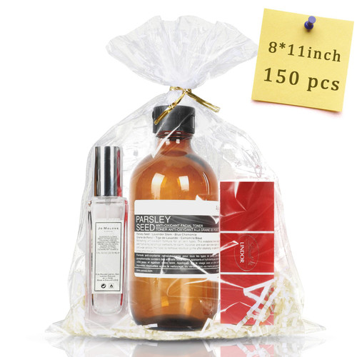 150pcs Cellophane Bags 8x11 Treat Bags with Ties Clear Gift Bags Candy Bags Cookie Bags for Packaging Party Favor Goodie Halloween Christmas Valentines Day Gift Wrap