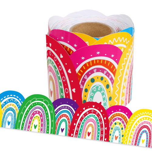 65.6 Feet Rainbow Bulletin Board Borders, Colorful Classroom Borders for Bulletin Board Scalloped Rolled Bulletin Board Trim Decor for Home Office School Classroom Chalkboard Wall Decorations 65.6 Feet Rainbow Bulletin Board Borders, Colorful Classroom Borders for Bulletin Board Scalloped Rolled Bulletin Board Trim Decor for Home Office School Classroom Chalkboard Wall Decorations