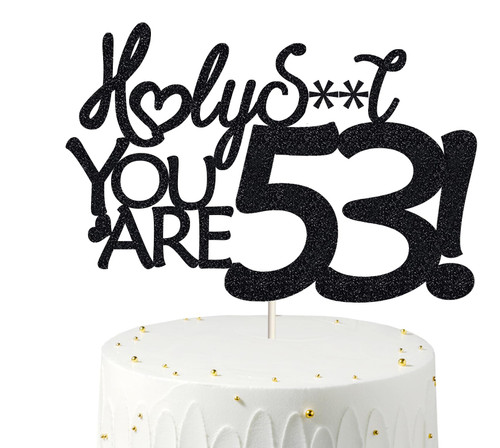 Happy 53rd Birthday Cake Topper 53 Birthday Cake Toppers-Black Glitter, Funny 53rd Cake Topper for Men,53 Cake Topper For Women, 53rd birthday decorations,53rd Birthday Cake Topper Fifty three