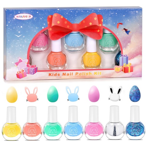 Kids Nail Polish for Girls, Mini Nail Polish Set with Clear Non-Toxic Nail Polish Kit, Water-Based Peel-Off Quick Dry Low Odor Nail Polish Set Ages 3+ Kids Nail Polish for Girls, Mini Nail Polish Set with Clear Non-Toxic Nail Polish Kit, Water-Based Peel-Off Quick Dry Low Odor Nail Polish Set Ages 3+