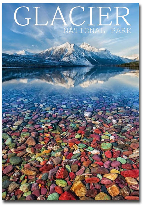 Montana, McDonald Lake Glacier National Park Travel Refrigerator Magnet Size 2.5 inches x 3.5 inches , Multi Color