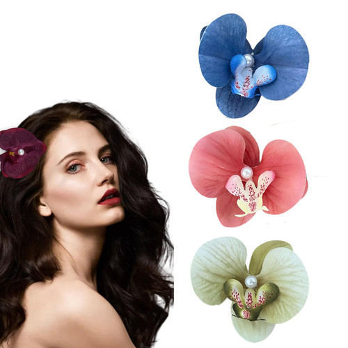 Phalaenopsis Orchid Artificial Flower Hair Clip/Pin Brooch, Butterfly Orchid Flower Hair Clips, Hawaiian Alligator Clips for Women Girls Wedding Hair Accessories (D) Phalaenopsis Orchid Artificial Flower Hair Clip/Pin Brooch, Butterfly Orchid Flower Hair Clips, Hawaiian Alligator Clips for Women Girls Wedding Hair Accessories (D)