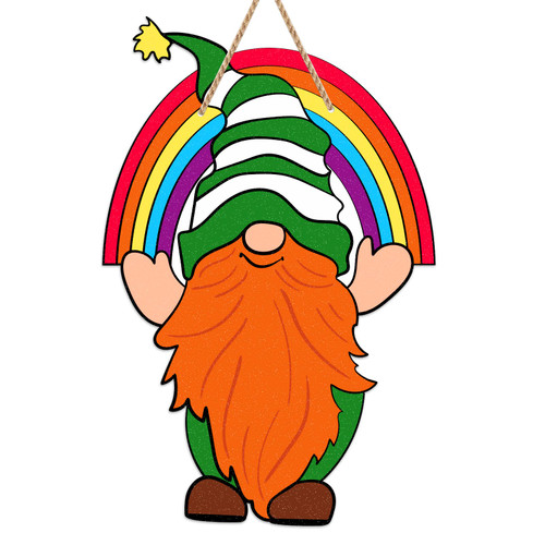 St. Patricks Day Door Decorations Gnome Rainbow Hanging Door Sign for Front Door St. Patricks Day Wreath Sign Decor St. Patrick's Day Hanger Sign for Home Wall Front Door Porch Party Decorations