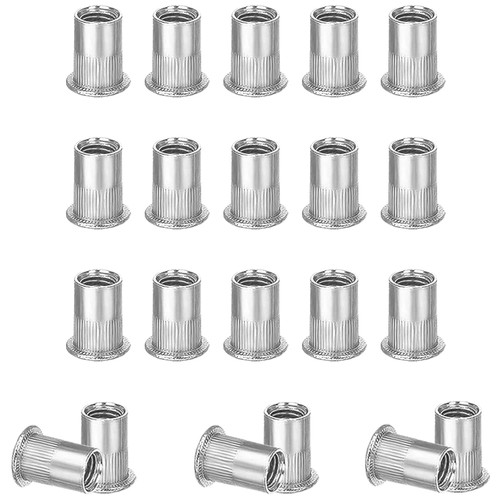 30pcs 5/16"-18 UNC Rivet Nuts, 304 Stainless Steel Rivet Nuts Flat Head Threaded Insert Nutsert