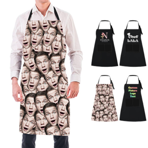 Personalized Aprons Custom Chef Apron with Pockets for Women Men Customized Name Text Picture Gardening Cooking Aprons