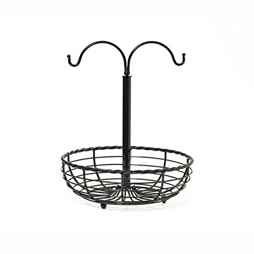 Pfaltzgraff Rope Wire Fruit Basket with Double Banana Hook, 12-Inch, Antique Black