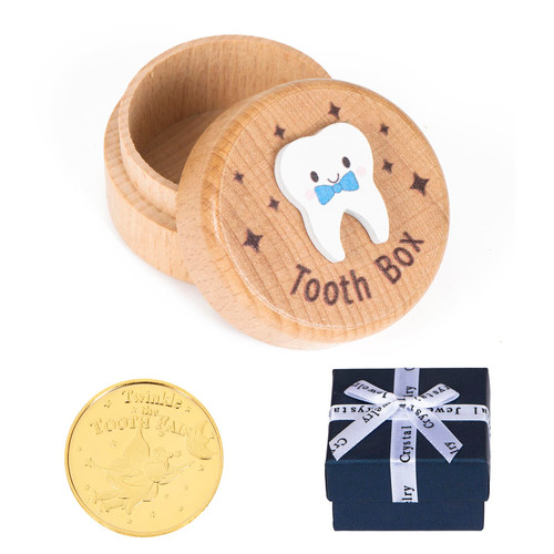 Tooth Fairy Box|Tooth Box Keepsake|Baby Tooth Box with Tooth Fairy Coin and Gift Box?Baby Gift(box-4)