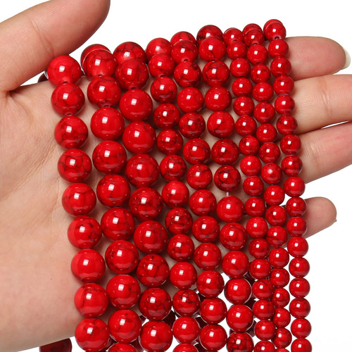 45pcs 8mm Natural Stone Beads Red Turquoise Beads Energy Crystal Healing Power Gemstone for Jewelry Making, DIY Bracelet Necklace 45pcs 8mm Natural Stone Beads Red Turquoise Beads Energy Crystal Healing Power Gemstone for Jewelry Making, DIY Bracelet Necklace