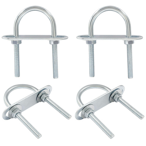 4 Pcs Round U Bolts M6 Bend U Bolts in Zinc Plated Steel U Clamp with Nut, Plate, Washer(34mm Inner Width 75mm Length)