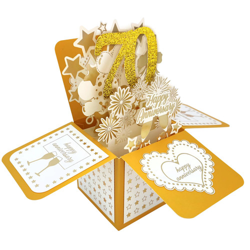 Funny 70th Wedding Anniversary Pop Up Card for Husband Wife,Perfect 3D 70 Years Together Gift for Her Him,Happy Seventy Anniversary Card for Parents