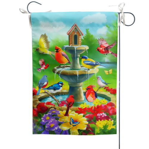Spring Welcome Flowers Garden Flags Butterfly and Bird House Flag Floral Yard Flag Spring/Summer Farmhouse Garden Flag Banner Outdoor Welcome Home Decorative Vertical Double Sided 12 x 18 inch