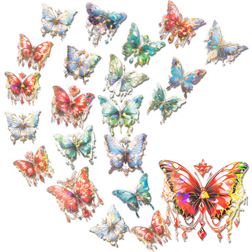 Butterfly Stickers, 60PCS Holographic Stickers Scrapbook Stickers, Waterproof Butterfly Glitter Stickers for Scrapbooking Supplies Journals Phone Cases Water Bottle Laptop Decals Decorations