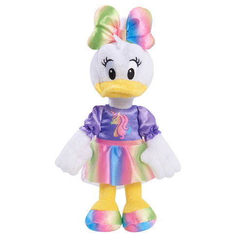Disney Junior Mouse 8-Inch Small Unicorn Daisy Beanbag Plush, Daisy Duck In Purple and Rainbow Unicorn Dress, Stuffed Animal, Officially Licensed Kids Toys for Ages 2 Up by Just Play