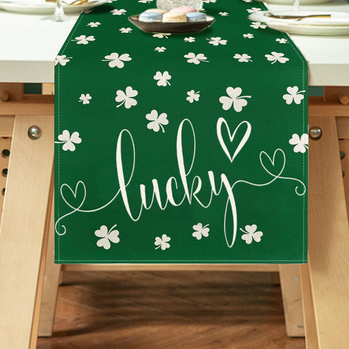 St Patricks Day Table Runner, St Patricks Day Decorations Spring Shamrock Table Runner St Patricks Day Home Decor 13 x 72 Inch